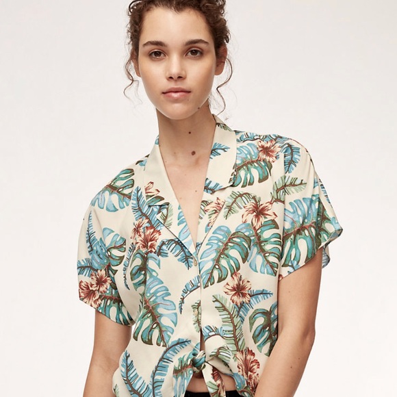 Aritzia Tops - Aritzia Hawaii Front Tie Blouse